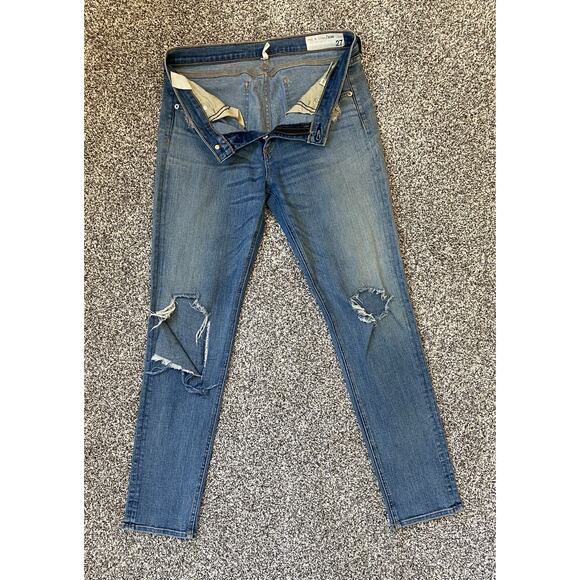 Rag & Bone Jeans Womens Size 27 Dash Distressed Blue Skinny Blue Casual Festival - Picture 4 of 14